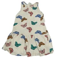Smotanové šaty s farebnymi motýlikmi H&M