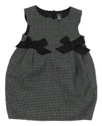 Sivo-čierne vzorované vlnené šaty s mašľami Zara