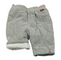 Sivé zateplené manšestráky s výšivkou