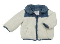 Bílo-modrá huňatá podšitá propínací mikina F&F