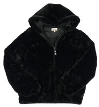 Černá kožešinová podšitá bunda s kapucí only