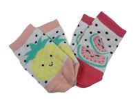 Nové - 2x bílo-růžové vzorované ponožky s ovocem 