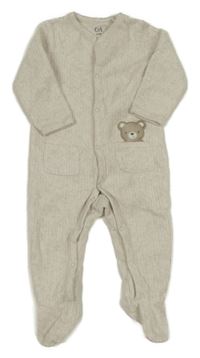 Světlebéžový sametový žebrovaný overal s medvědem C&A