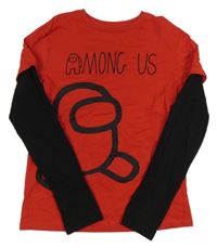 Červeno-čierne tričko s Among US M&S