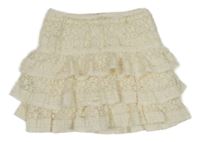 Smotanová čipková vrstvená sukňa New Look