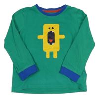 Zeleno-modré pyžamové triko s příšerkou 