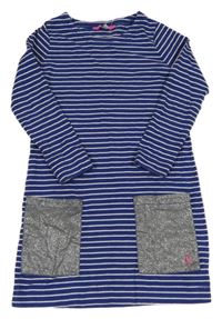 Modré pruhované šaty so striebornými vreckami Joules