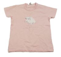Svetloružové tričko s koníky