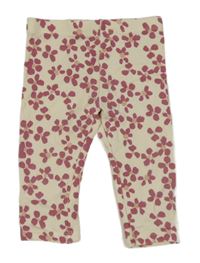 Smetanovo-růžové květované legíny Primark