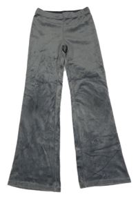 Tmavosivé plyšové flare tepláky H&M