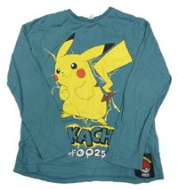 Zelenomodré triko s Pikachu 