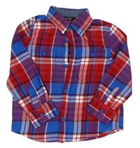 Červeno-modro-biela kockovaná flanelová košeľa George