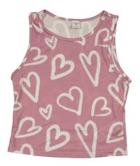 Ružový crop top so srdiečkami Shein