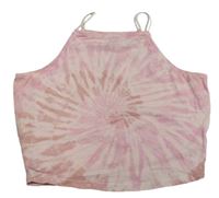 Svetloružový batikovaný crop top New Look