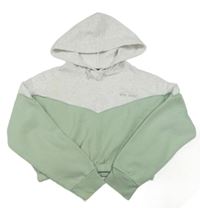 Svetlošedá -zelená crop mikina s kapucňou New Look