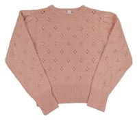 Ružový vzorovaný crop sveter s perlami Primark
