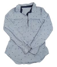 Modro-biela pruhovaná vzorovaná blúzka