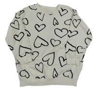 Biela mikina so srdiečkami F&F