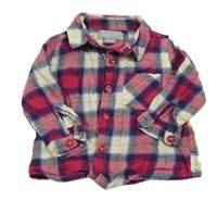 Ružovo-tmavomodro-biela kockovaná flanelová blúzka Primark