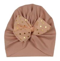 Ružová rebrovaná turbanová čapica s mašlou