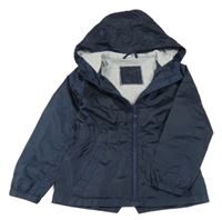 Tmavomodrá šušťáková podšitá parka s kapucňou