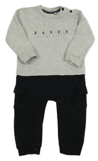 Šedo-černý teplákový overal s logem Baker