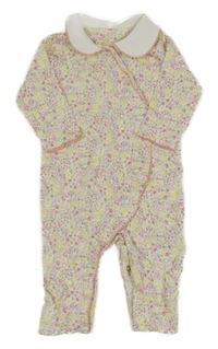 Bielo-farebný kvetovaný overal s golierikom Mothercare