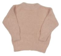 Svetloružový chlpatý sveter