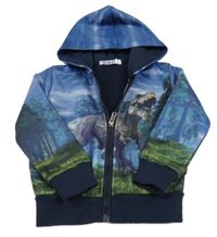 Modro-zelená prepínaci mikina s dinem a kapucňou