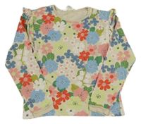 Béžovo-barevné květované mikinotriko s volánky H&M