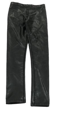 Černé koženkové zateplené legíny H&M