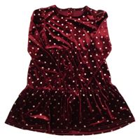 Vínové puntíkaté sametové šaty George