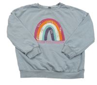 Šedomodrá mikina s dúhou Tu