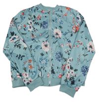 Světlemodrá květovaná propínací mikina 