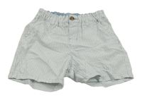 Světlemodro-biele pruhované plátenné kraťasy H&M