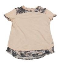 Světlerůžovo-šedé sportovní tričko se vzorem Decathlon