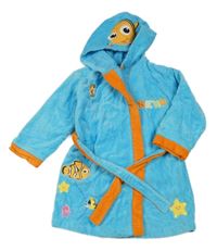 Nové - Světlemodro-oranžový župan s Nemem a kapucí 