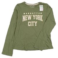 Nové - Khaki tričko s nápismi Primark