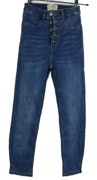 Dámské modré skinny capri rifle s vysokým pasem Tally Weijl vel. 32