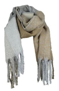 Dámska hnedo-béžová kockovaná tepláková šál s strapcemi F&F