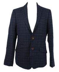 Pánske tmavomodré kockované vlnené sako 6th Sense vel. 38R