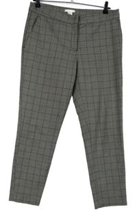 Dámské černo-růžovo-bílé kostkované kalhoty H&M