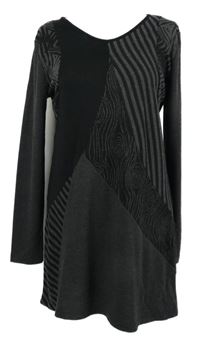 Dámské černo-šedé pruhované pletené šaty Sa-hara 