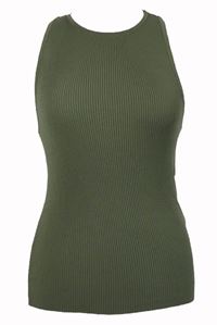 Dámský khaki žebrovaný pletený top Zara 