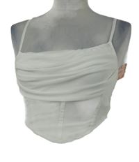 Nové - Dámsky biely crop top so sieťovinou Shein