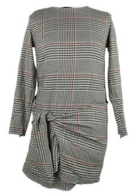 Dámske čierno-biele kockované šaty so zavazováním Zara