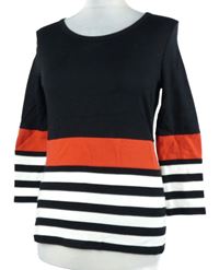 Dámské černo-červeno-bílé pruhované triko Karen Millen 