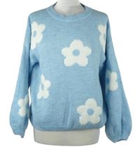 Dámský světlemodrý květovaný svetr Hailys 