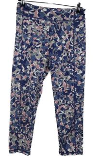 Dámské modro-růžové vzorované sportovní capri legíny TU 