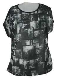 Dámská černo-šedá vzorovaná halenka s potiskem George 